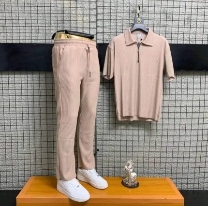 Stylish Ribbed Cotton Polo Set